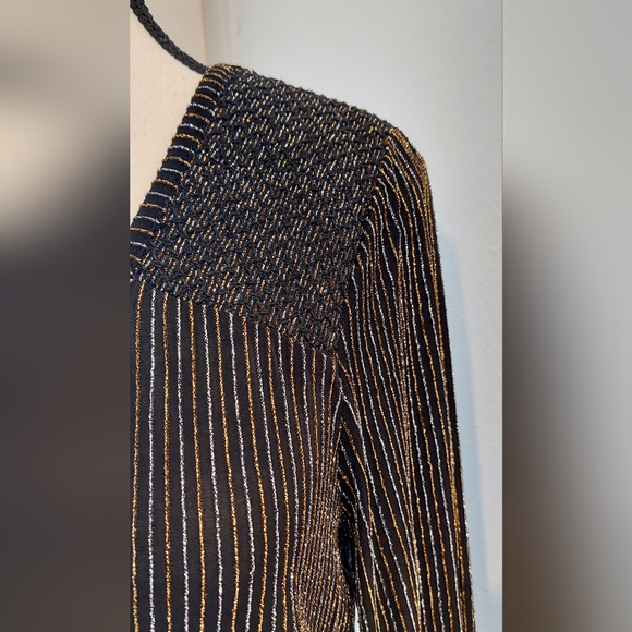 LOFT Silver Ribbed Blouse with Long Sleeves - Picture 2 of 8